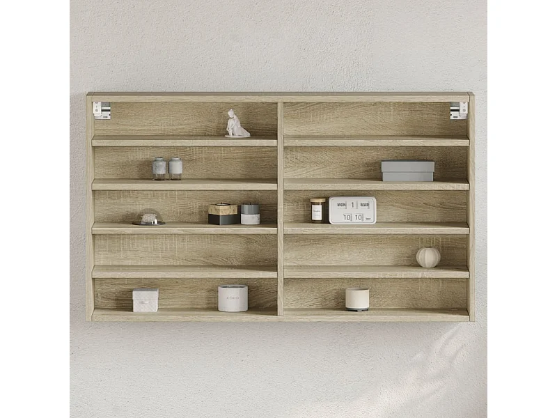 Vitrinekast 100x15x58 cm bewerkt hout sonoma eikenkleurig