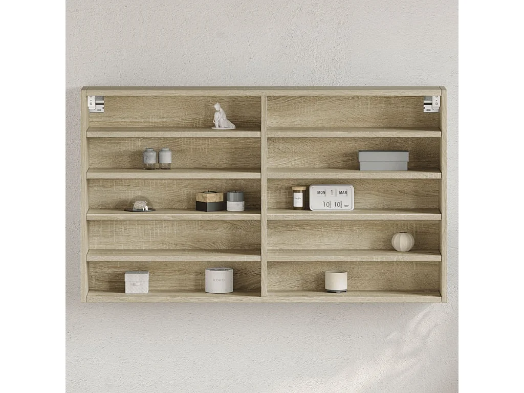 Vitrinekast 100x15x58 cm bewerkt hout sonoma eikenkleurig