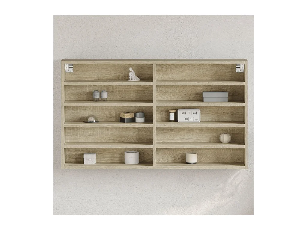 Vitrinekast 100x15x58 cm bewerkt hout sonoma eikenkleurig