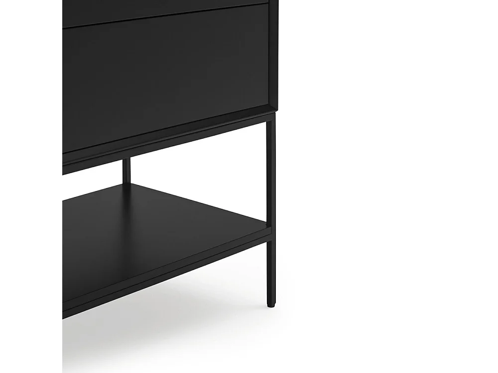 Platt - Meuble TV 2 portes en bois et métal L175cm - Noir