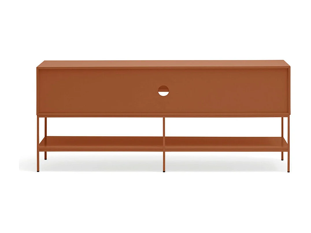 Platt - Meuble TV 2 portes en bois et métal L175cm - Marron argile