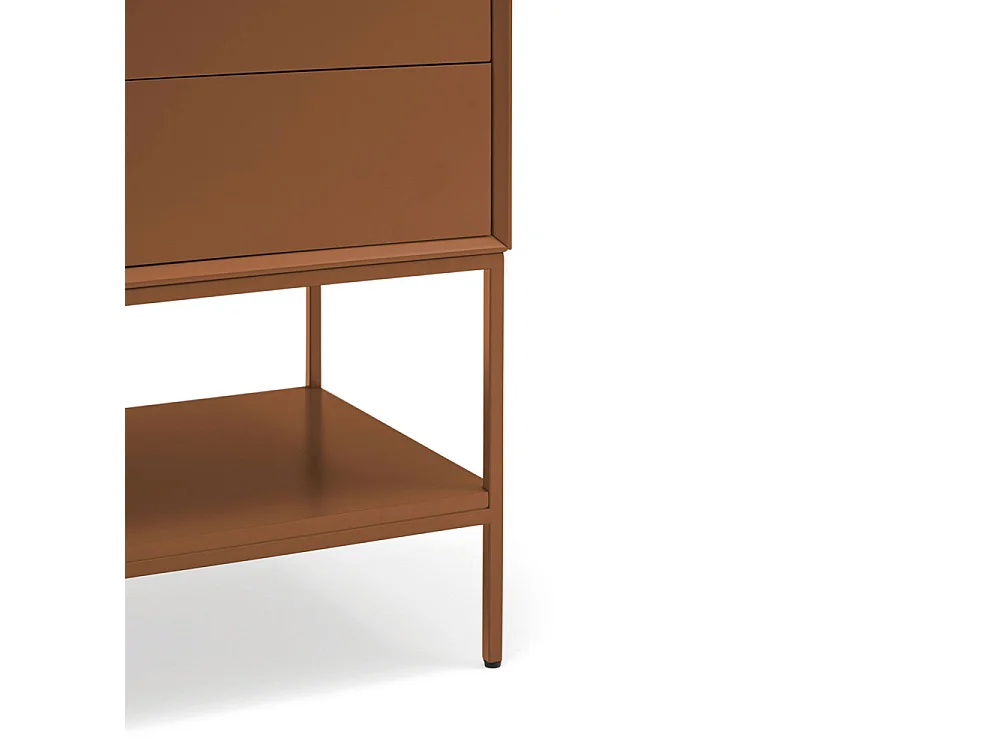 Platt - Meuble TV 2 portes en bois et métal L175cm - Marron argile
