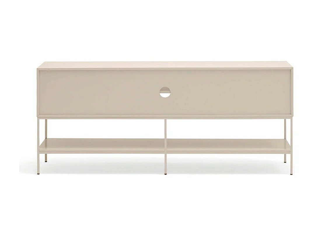 Platt - Meuble TV 2 portes en bois et métal L175cm - Beige