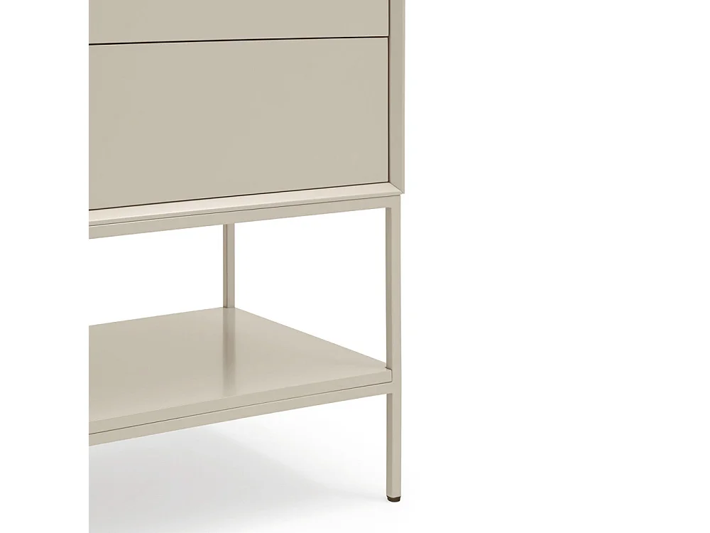 Platt - Meuble TV 2 portes en bois et métal L175cm - Beige