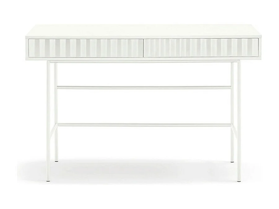 Sierra - Bureau 2 tiroirs en bois et métal L120cm - Blanc