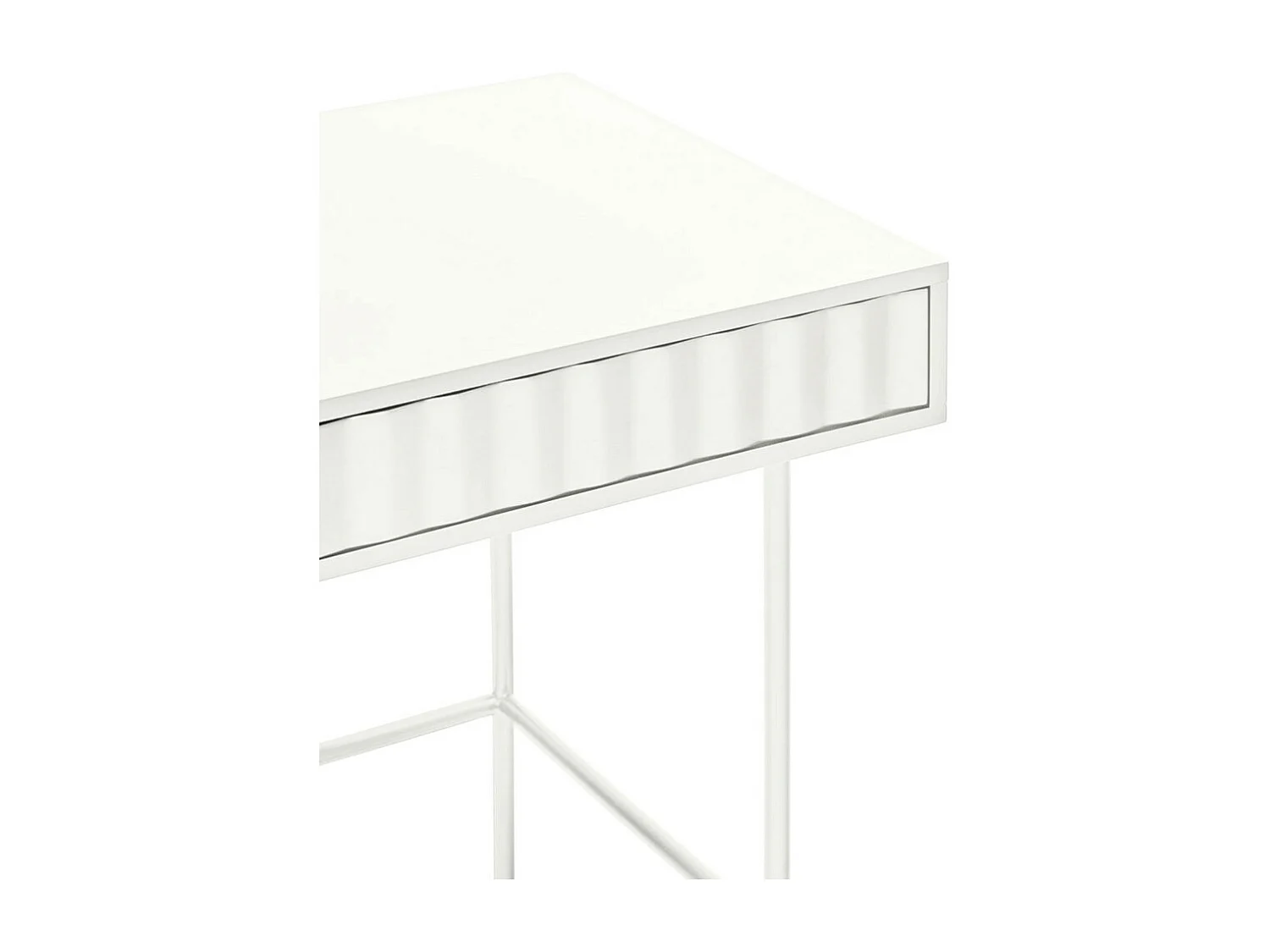 Sierra - Bureau 2 tiroirs en bois et métal L120cm - Blanc