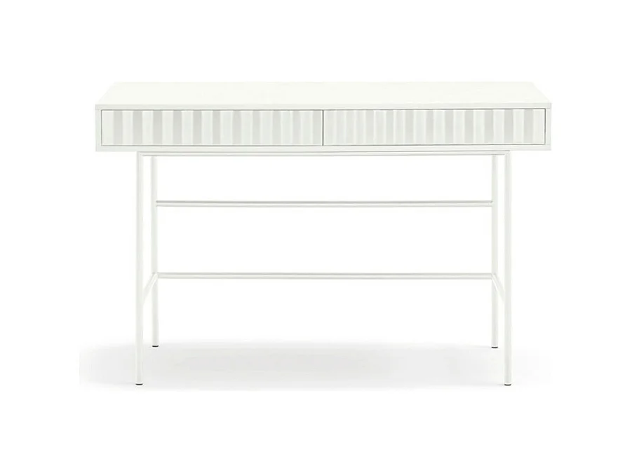 Sierra - Bureau 2 tiroirs en bois et métal L120cm - Blanc