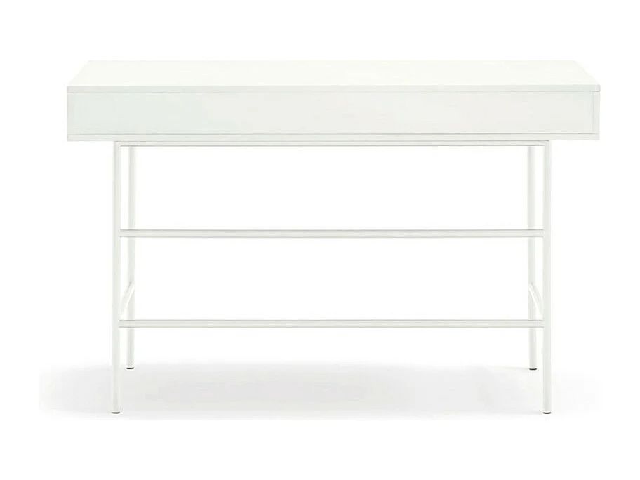 Sierra - Bureau 2 tiroirs en bois et métal L120cm - Blanc