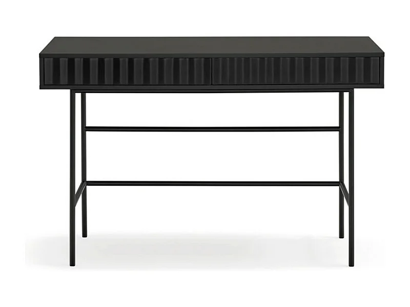 Sierra - Bureau 2 tiroirs en bois et métal L120cm - Noir