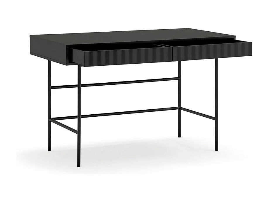 Sierra - Bureau 2 tiroirs en bois et métal L120cm - Noir
