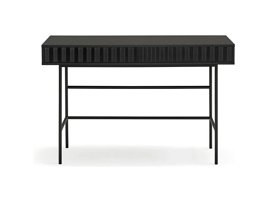Sierra - Bureau 2 tiroirs en bois et métal L120cm - Noir