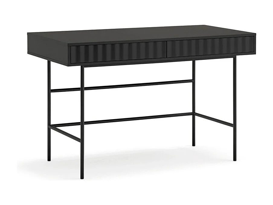 Sierra - Bureau 2 tiroirs en bois et métal L120cm - Noir