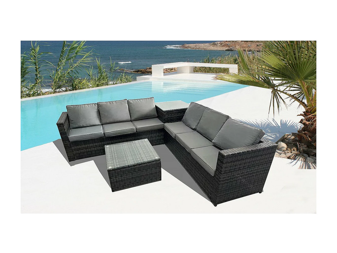 Zestaw mebli ogrodowych z technorattanu "Katy" 6-osobowy - Szary, elegancki i wytrzymały na Twoją przestrzeń zewnętrzną