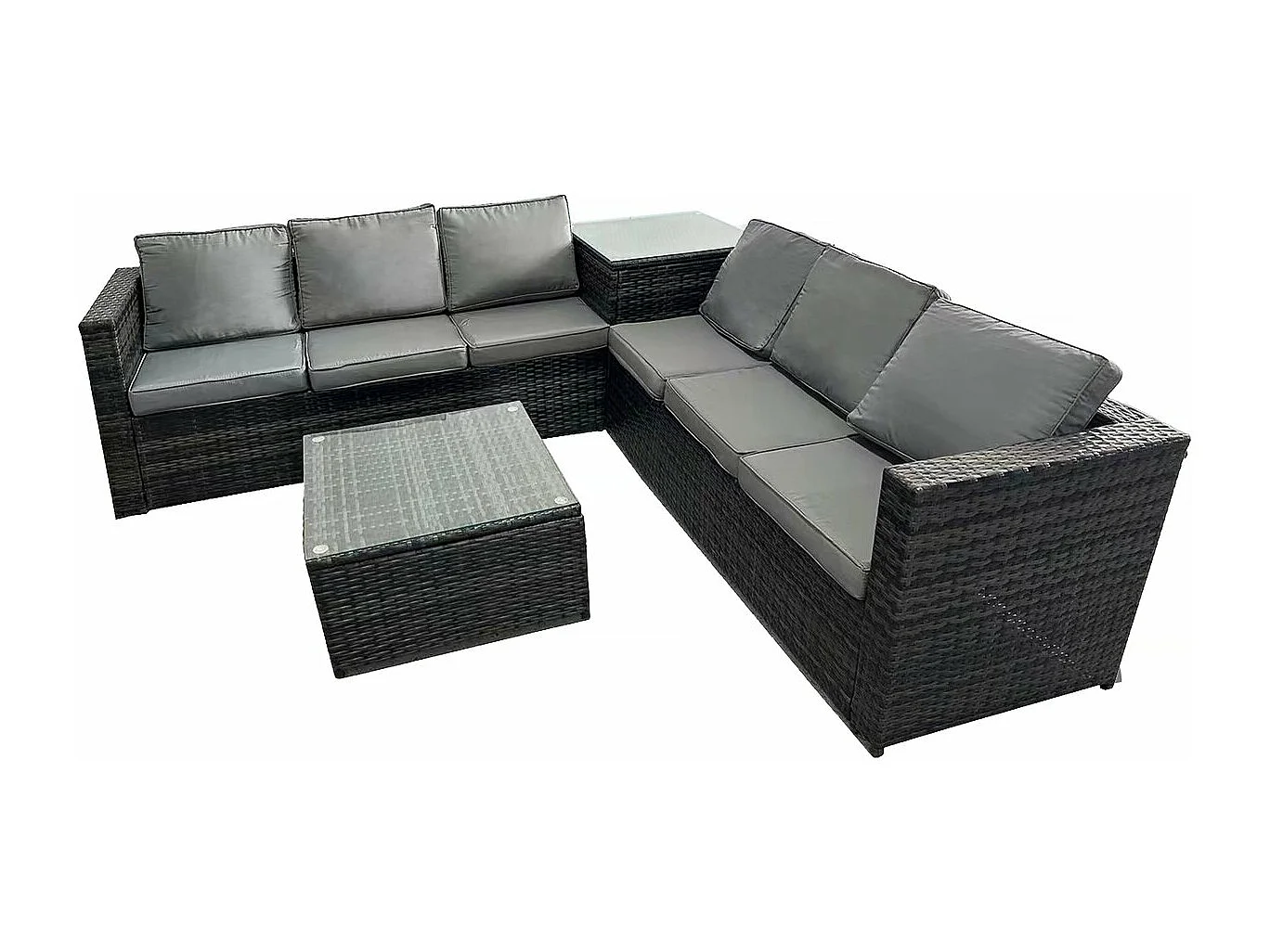 Zestaw mebli ogrodowych z technorattanu "Katy" 6-osobowy - Szary, elegancki i wytrzymały na Twoją przestrzeń zewnętrzną