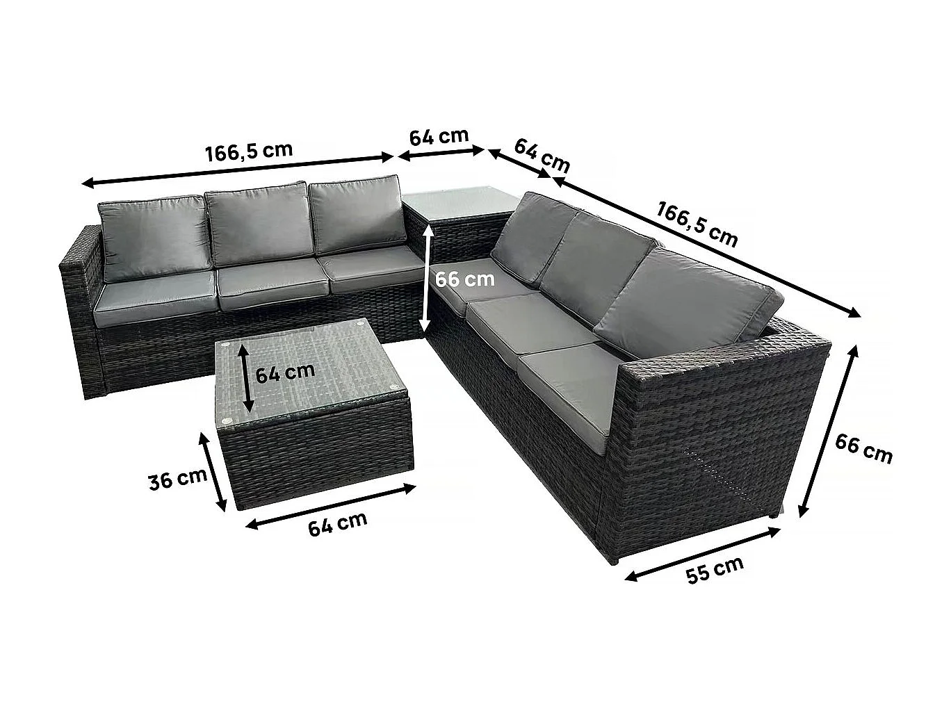 Zestaw mebli ogrodowych z technorattanu "Katy" 6-osobowy - Szary, elegancki i wytrzymały na Twoją przestrzeń zewnętrzną