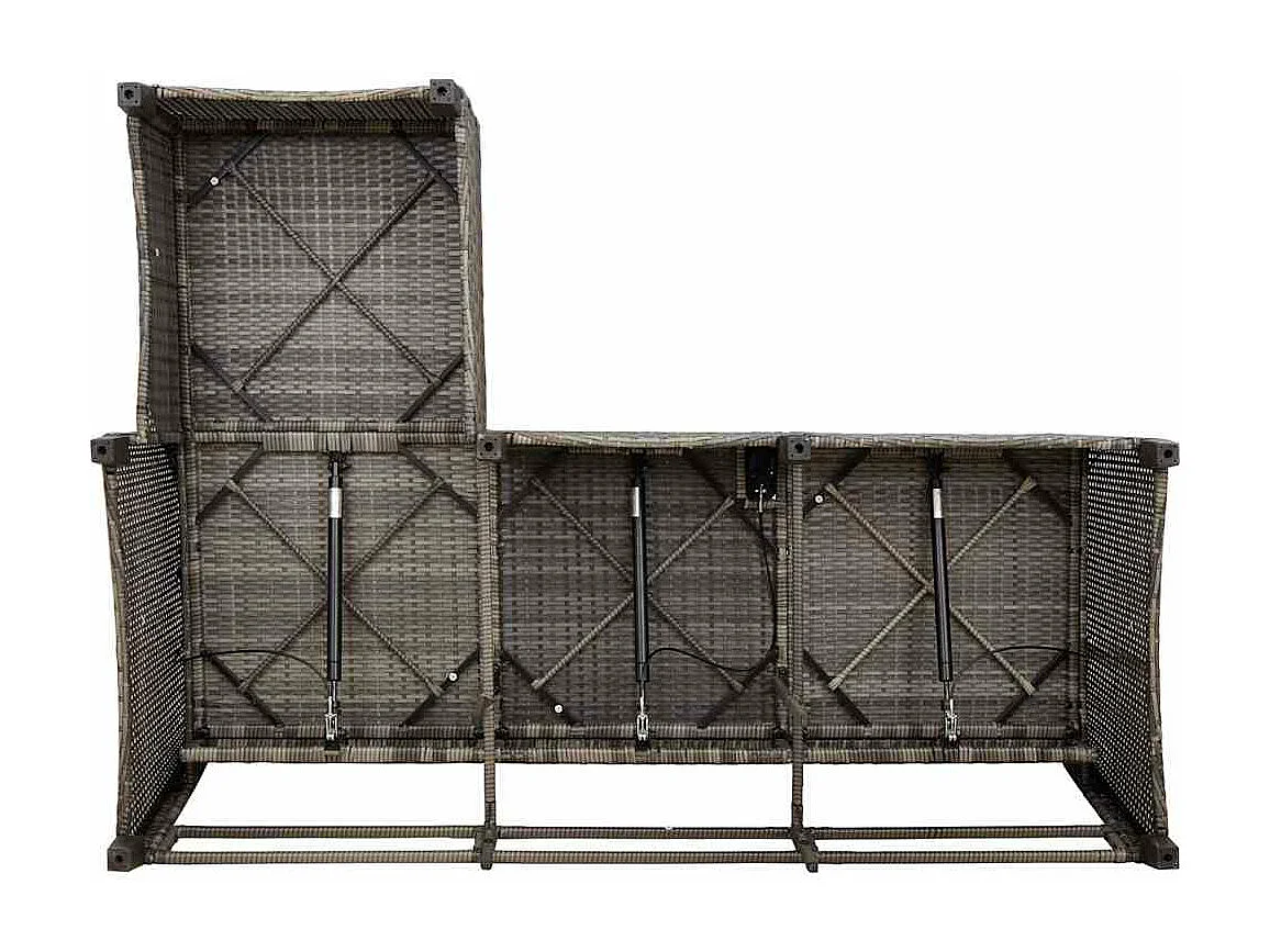 Salon de jardin 3 pcs avec coussins forme L gris résine tressée