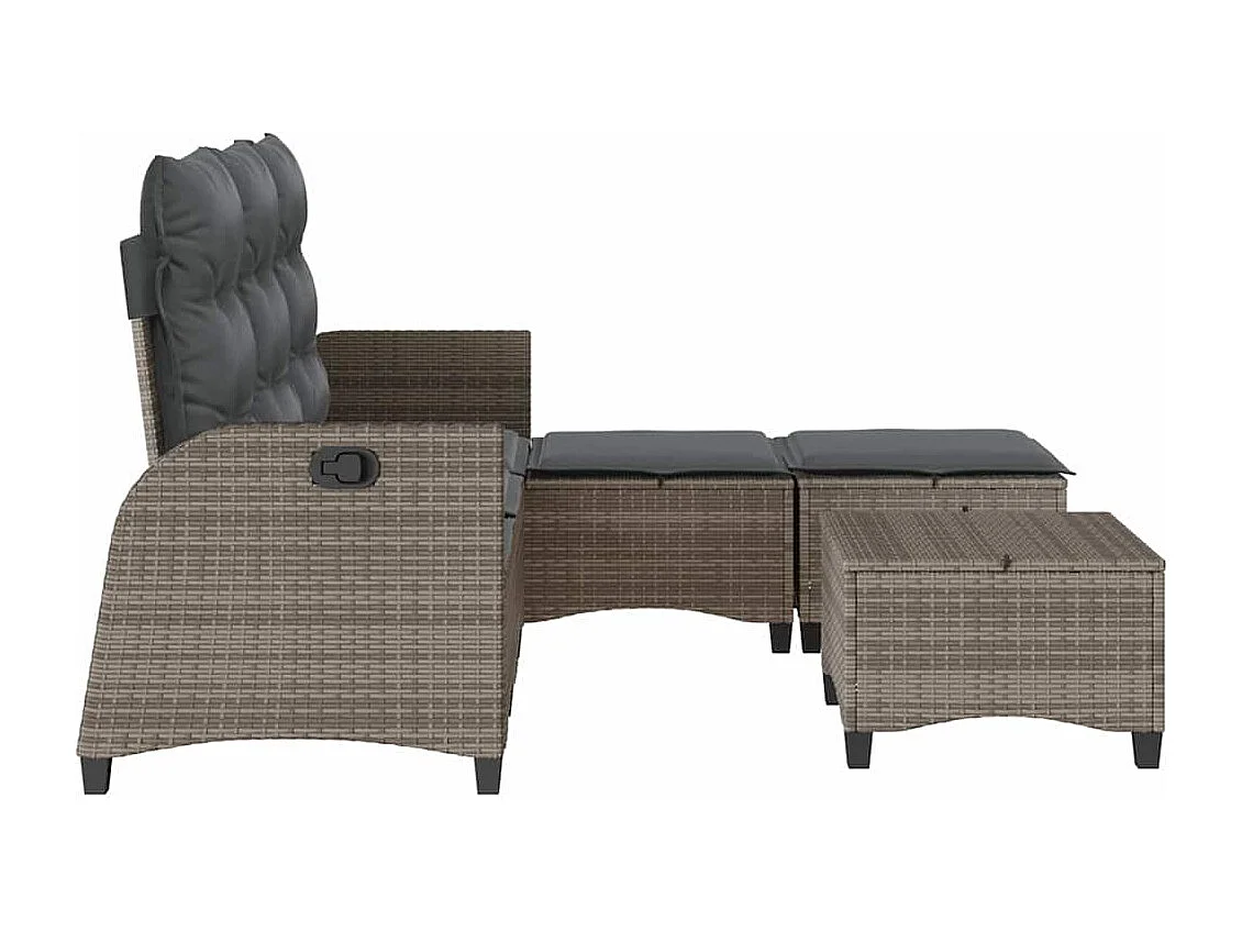 3 pcs conjunto sofás de jardim com almofadões em L vime PE