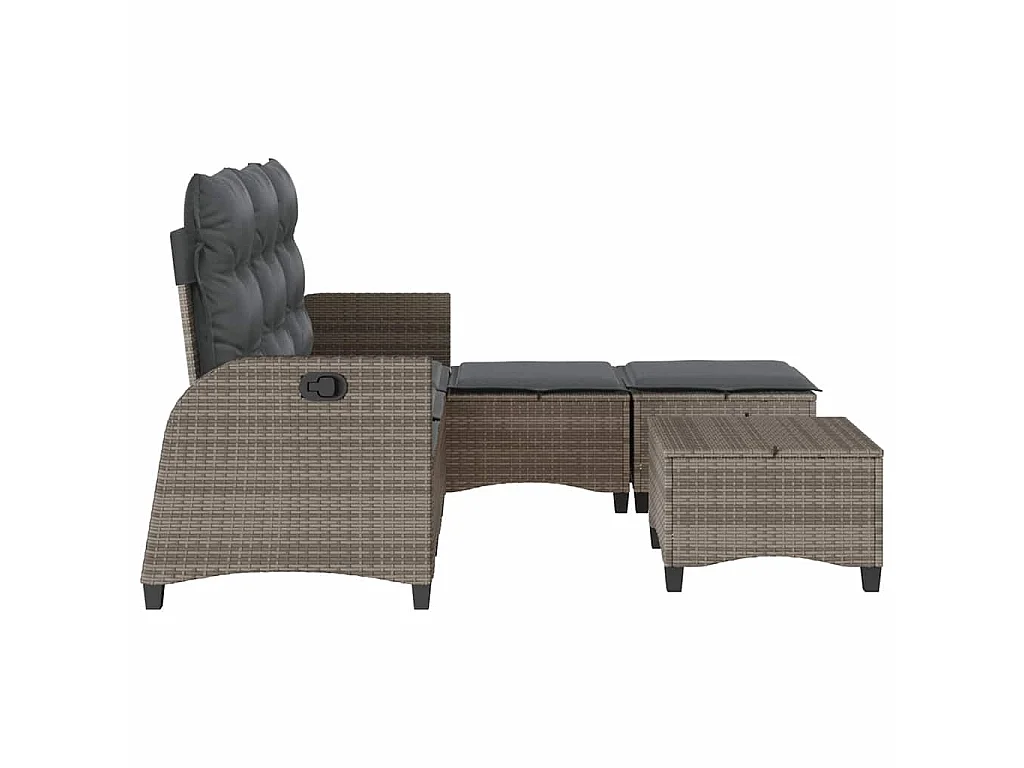 3-delige Tuinbankstel met kussens L-vormig poly rattan grijs
