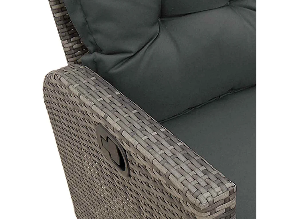3-delige Tuinbankstel met kussens L-vormig poly rattan grijs