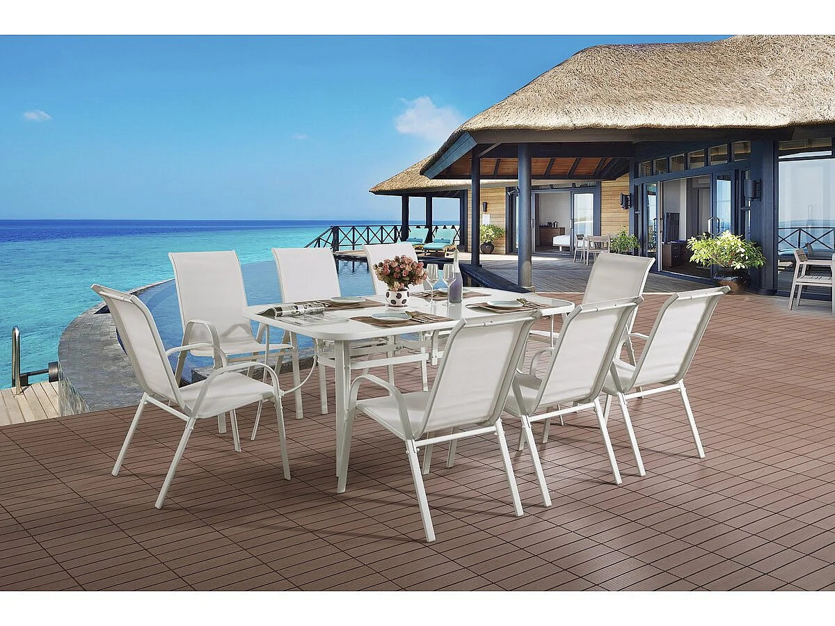"Cordoba" Utomhusmatbord - Phoenix - 8 Sittplatser - Grå Marmoreffekt