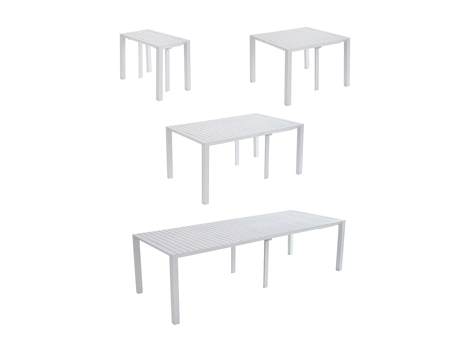 Table de jardin extensible 52/260 cm en aluminium blanc