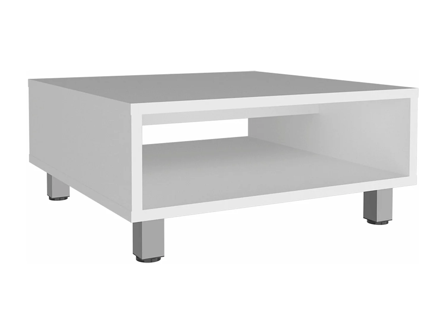 Table basse Eclipse en mélamine avec plateaux inférieurs et 4 pieds , blanc , 26.9 cm X 60 cm X 60 cm