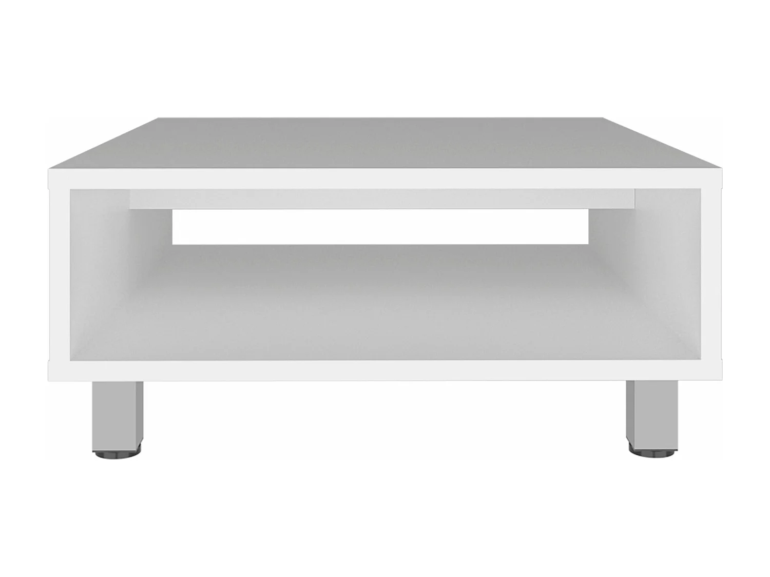 Table basse Eclipse en mélamine avec plateaux inférieurs et 4 pieds , blanc , 26.9 cm X 60 cm X 60 cm