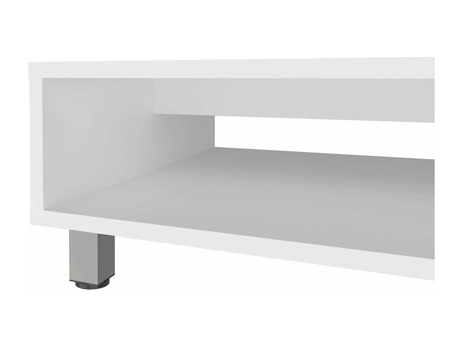 Table basse Eclipse en mélamine avec plateaux inférieurs et 4 pieds , blanc , 26.9 cm X 60 cm X 60 cm