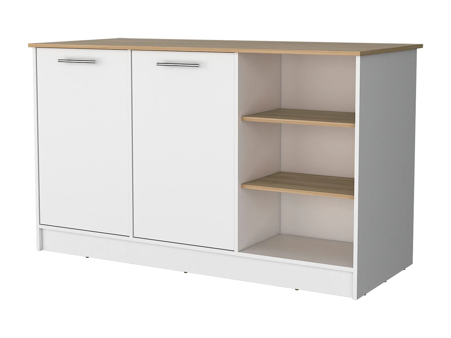 Isla de cocina Ginger en melamina con 7 estantes y 2 puertas , multicolor , 90.6 cm X 150 cm X 67 cm