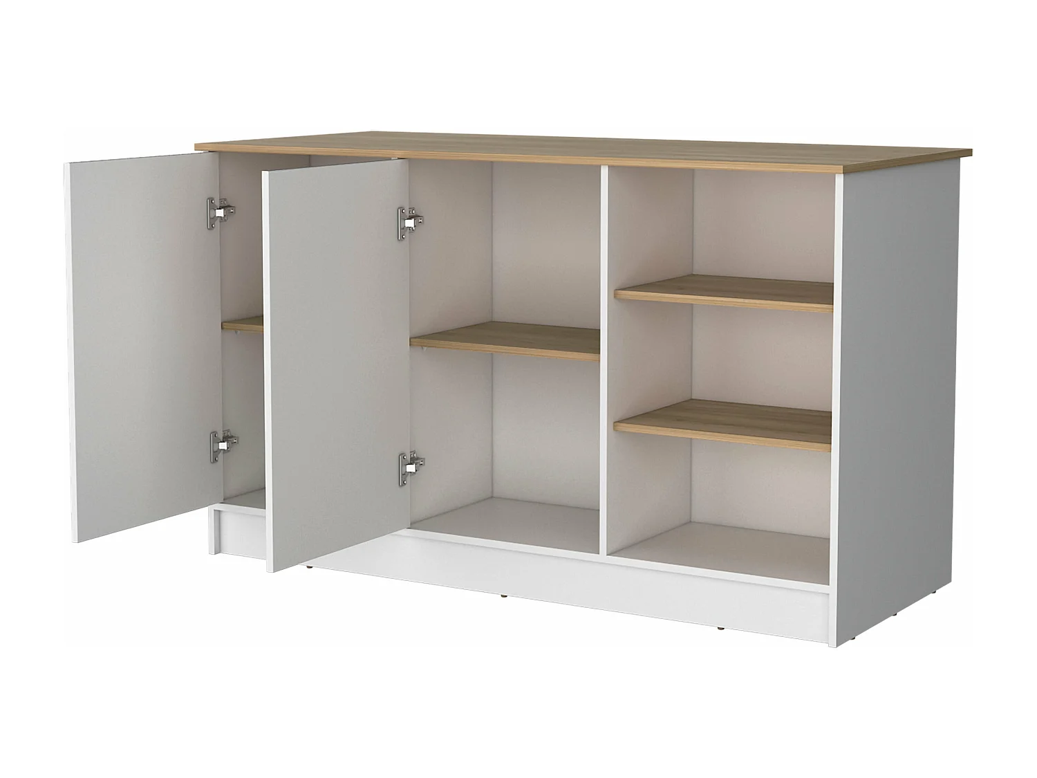 Isla de cocina Ginger en melamina con 7 estantes y 2 puertas , multicolor , 90.6 cm X 150 cm X 67 cm