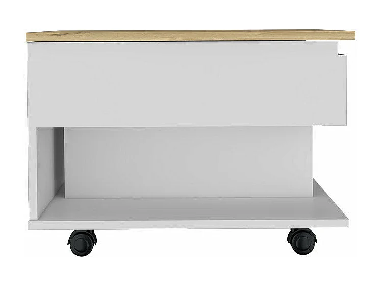 Table basse relevable Luanda en mélamine avec 2 étagères et 4 roulettes, multicolore, 29.7 cm X 80 cm X 54.5 cm