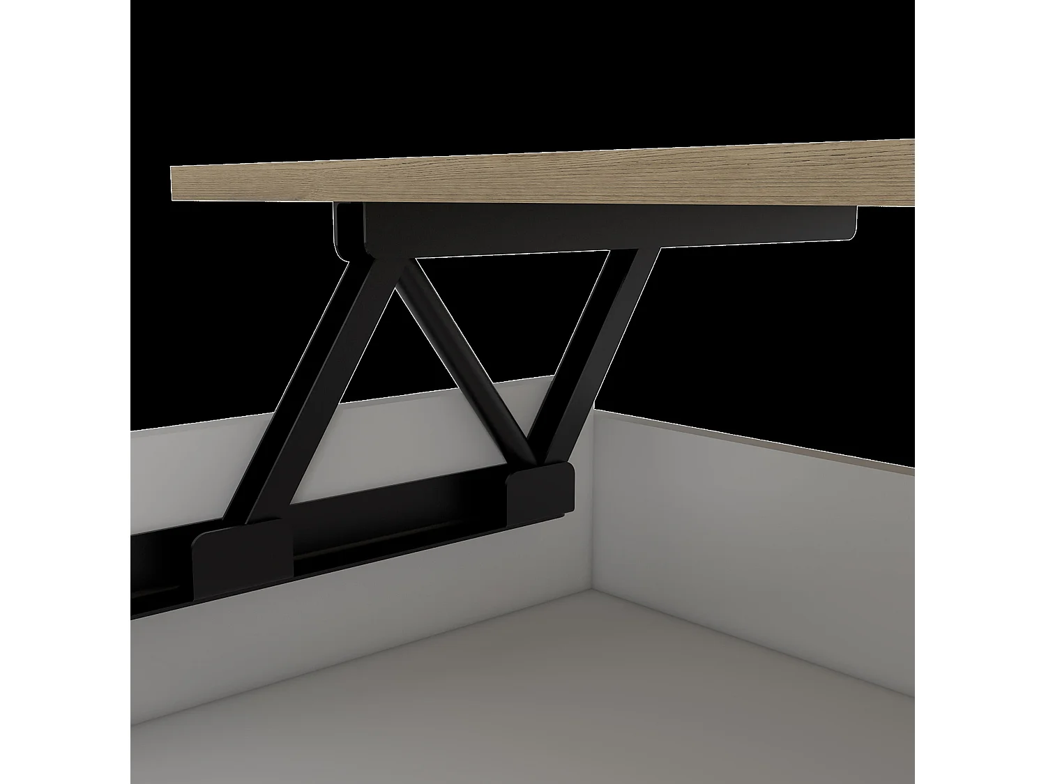 Table basse relevable Luanda en mélamine avec 2 étagères et 4 roulettes, multicolore, 29.7 cm X 80 cm X 54.5 cm