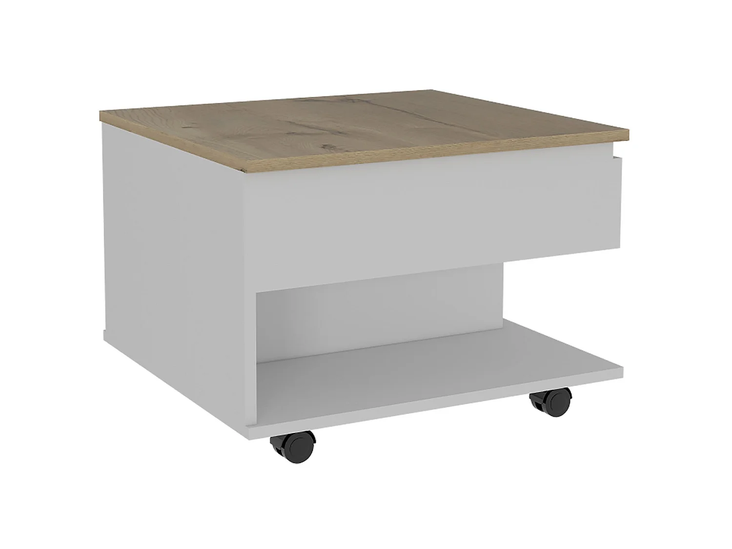 TUHOME CONCEPT Mesa de centro elevatória Luanda de 55 cm, branco e carvalho areia
