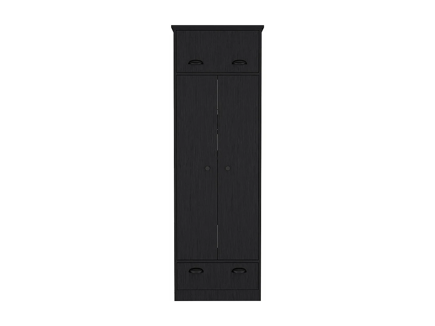 Armario falkland en melamina con 2 puertas ,2 estantes , 1 barra para colgar ropa ,  1 gabinete superior y 1 cajon , negro , 179 cm X 59.2 cm X 50 cm