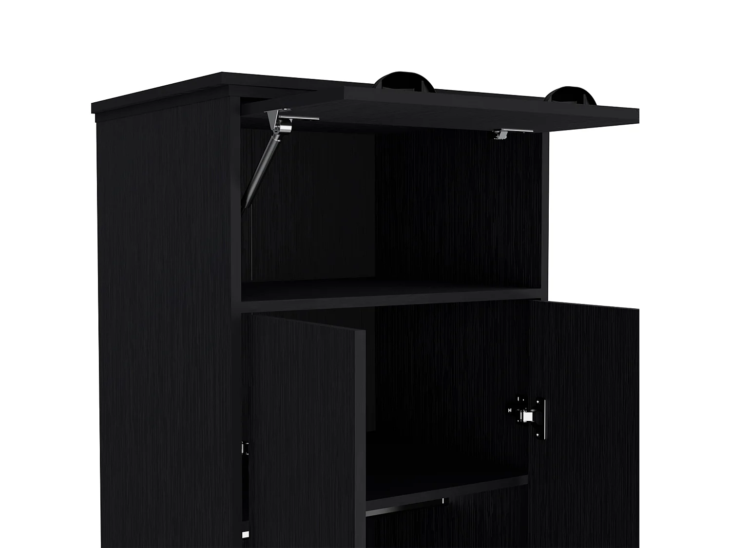 Armario falkland en melamina con 2 puertas ,2 estantes , 1 barra para colgar ropa ,  1 gabinete superior y 1 cajon , negro , 179 cm X 59.2 cm X 50 cm