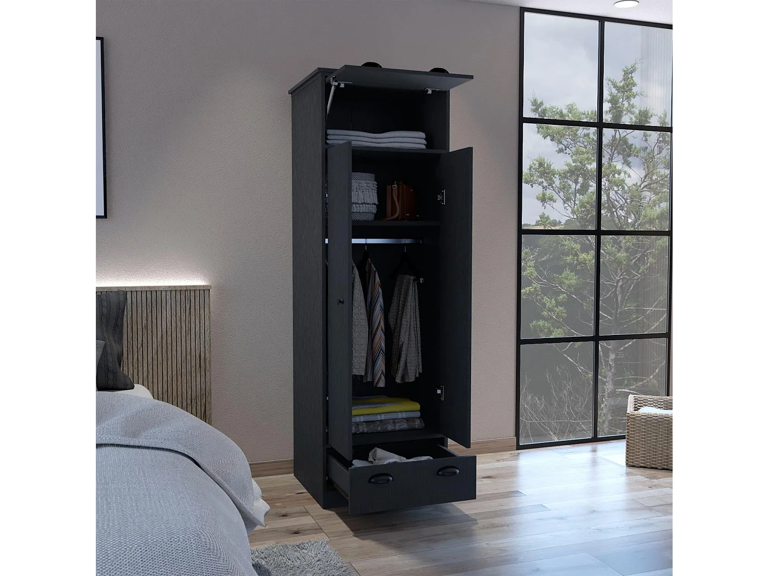 TUHOME CONCEPT Roupeiro Falkland de 179 cm, wengué