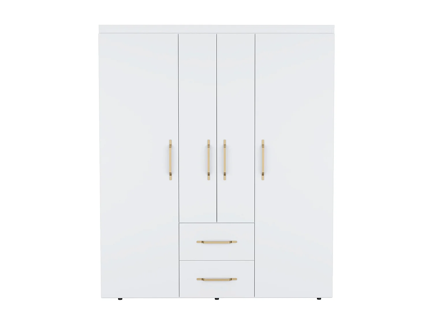 Roupeiro Bariloche em melamina com 4 portas, 4 prateleiras, 3 suportes para roupa e 2 gavetas , branco, 177.9 cm X 150.3 cm X 50.4 cm