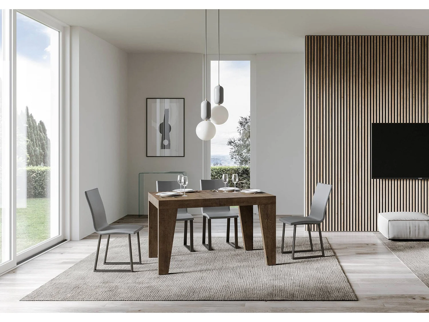 Tavolo allungabile 90x130/390 cm Naxy Premium noce