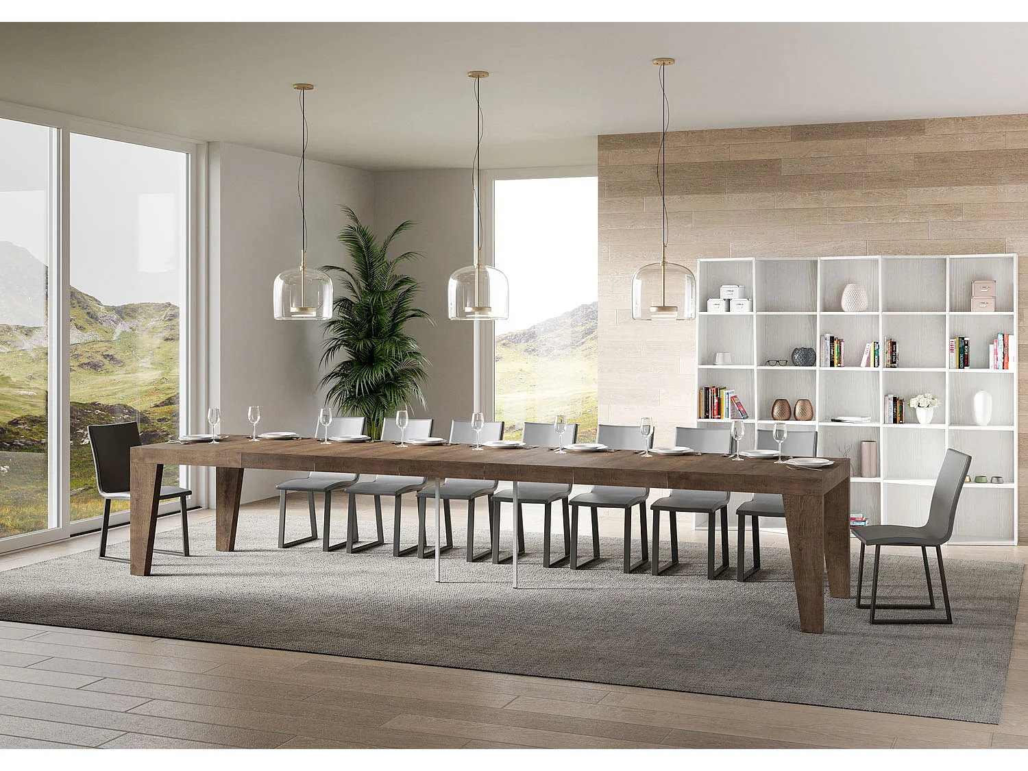 Table extensible 90x130/390 cm Naxy Premium Noyer