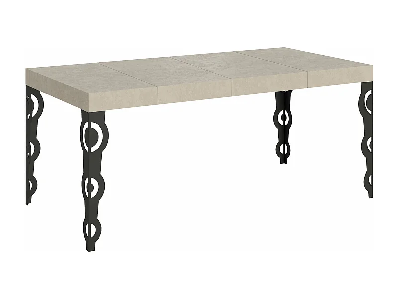 Table extensible 90x90/246 cm Karamay Premium cachemire pieds anthracite