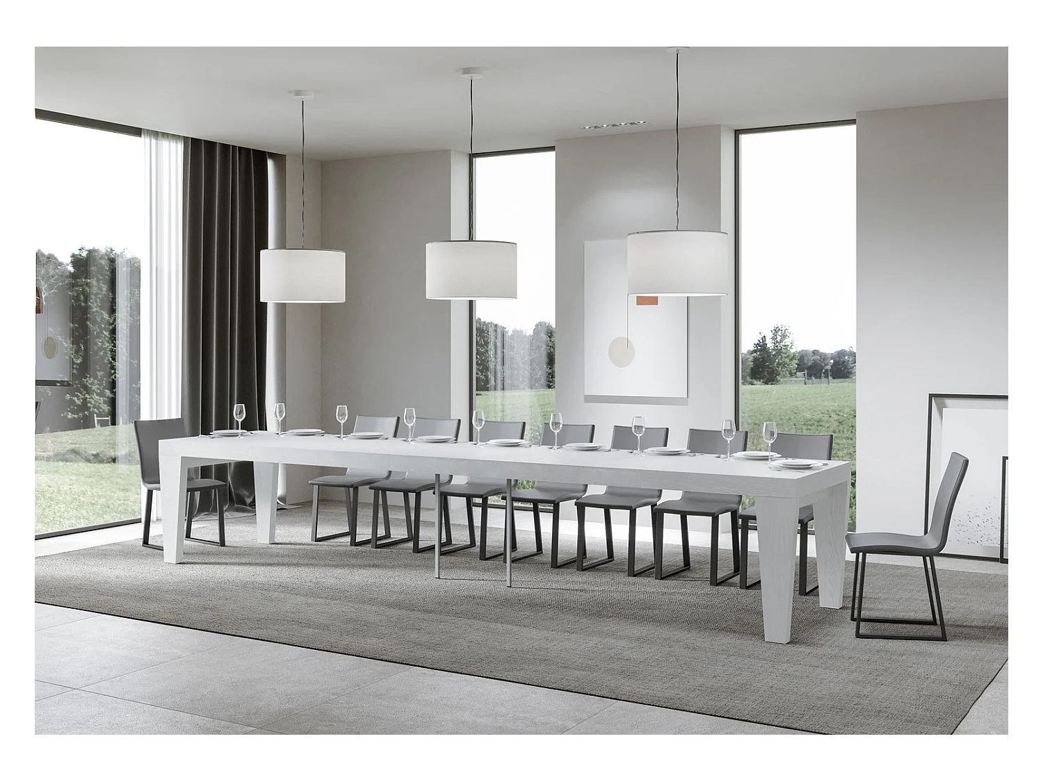 Table extensible 90x140/400 cm Spimbo Premium Frêne Blanc