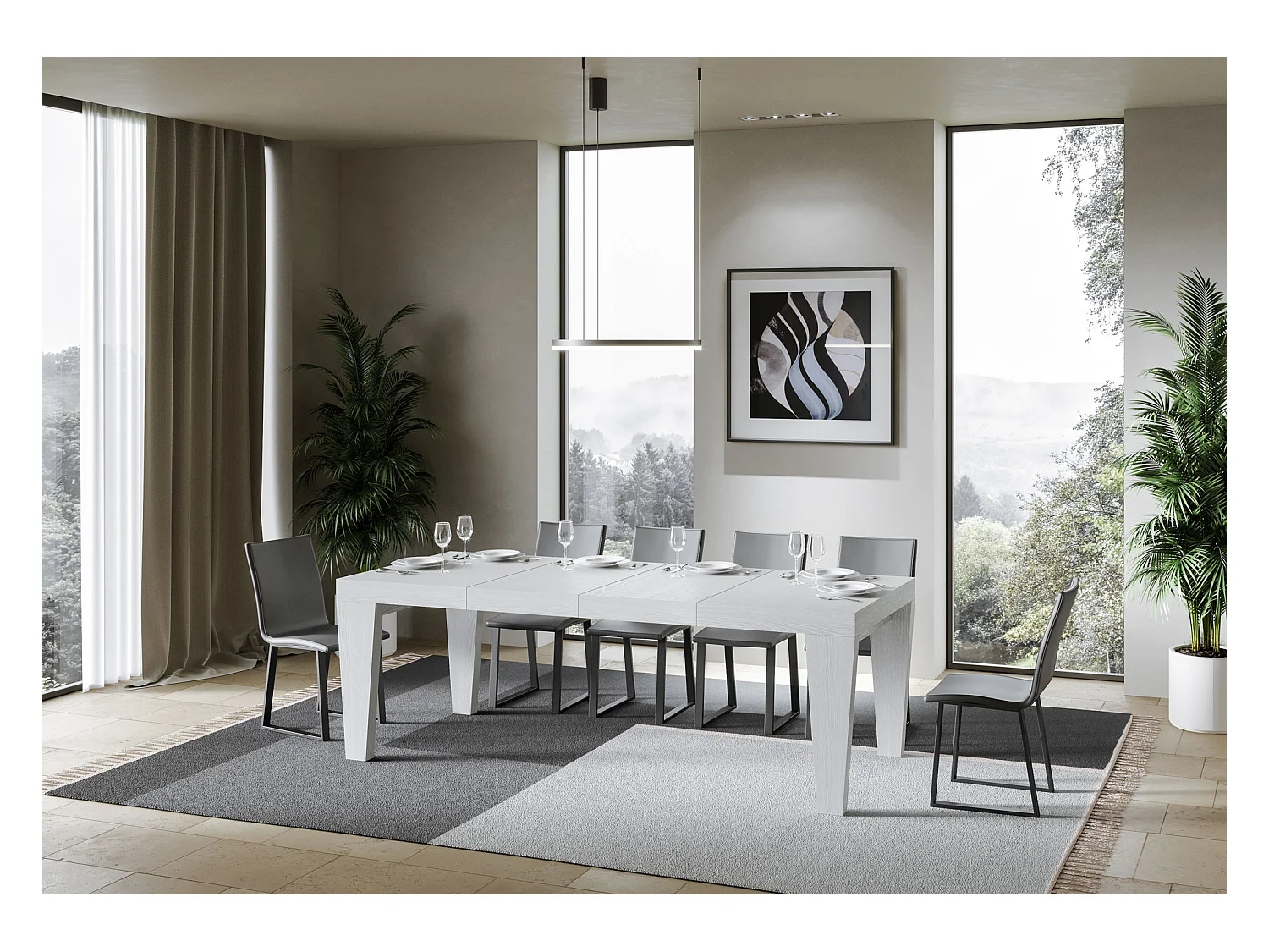 Table extensible 90x140/400 cm Spimbo Premium Frêne Blanc