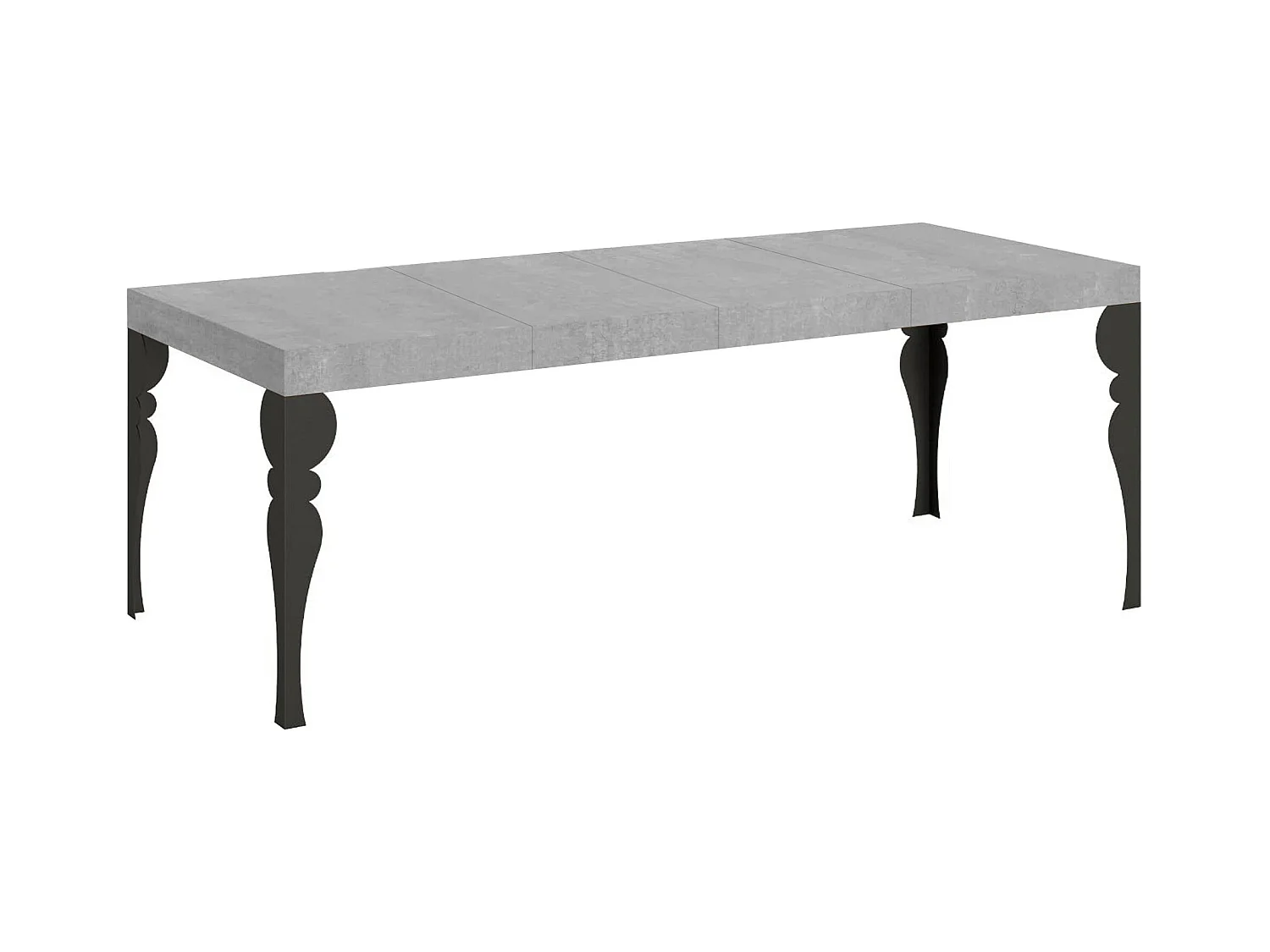 Table extensible 90x160/420 cm Paxon Premium Gris Béton cadre Anthracite