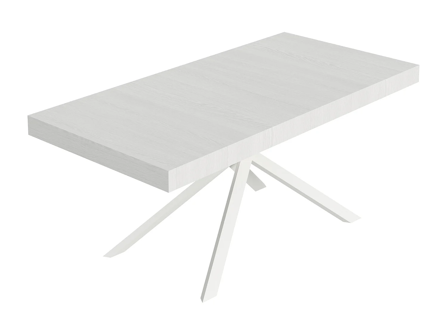 Niket udtræksbord 180/284x90 cm hvid ask med hvide ben