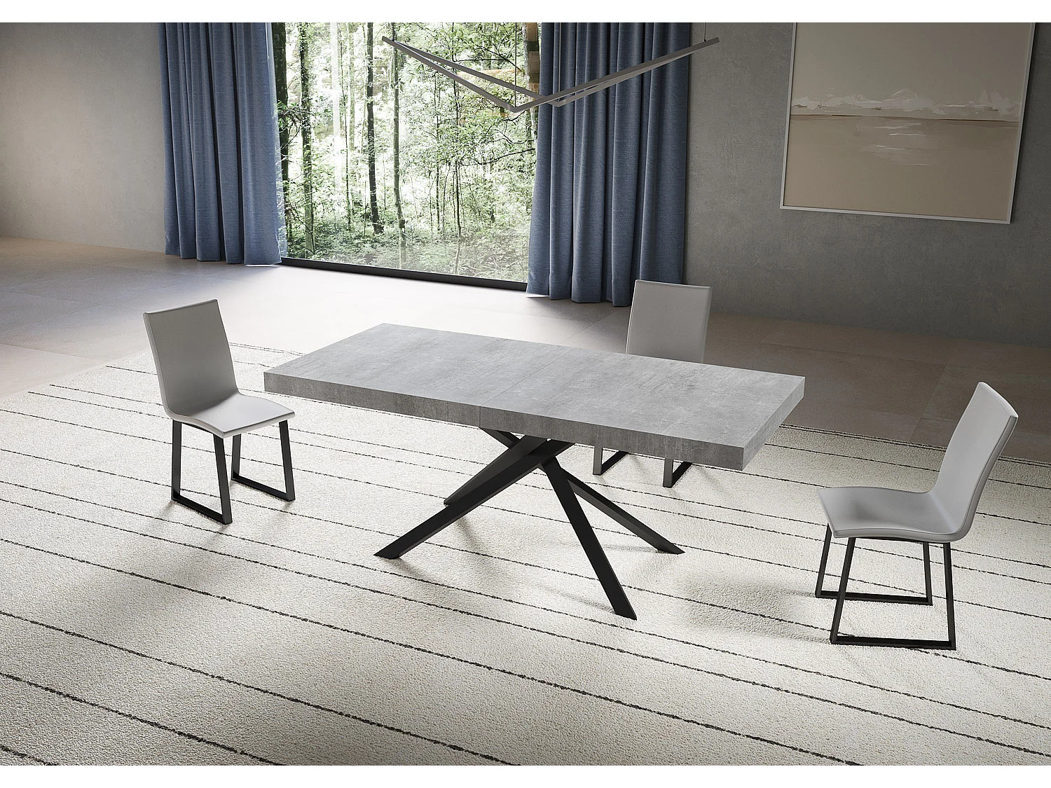 Itamoby Tavolo allungabile 90x200/460 cm Niket cemento gambe antracite