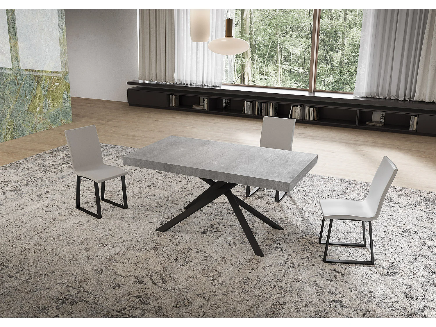 Niket udtræksbord 160/244x80 cm beton antracit ben
