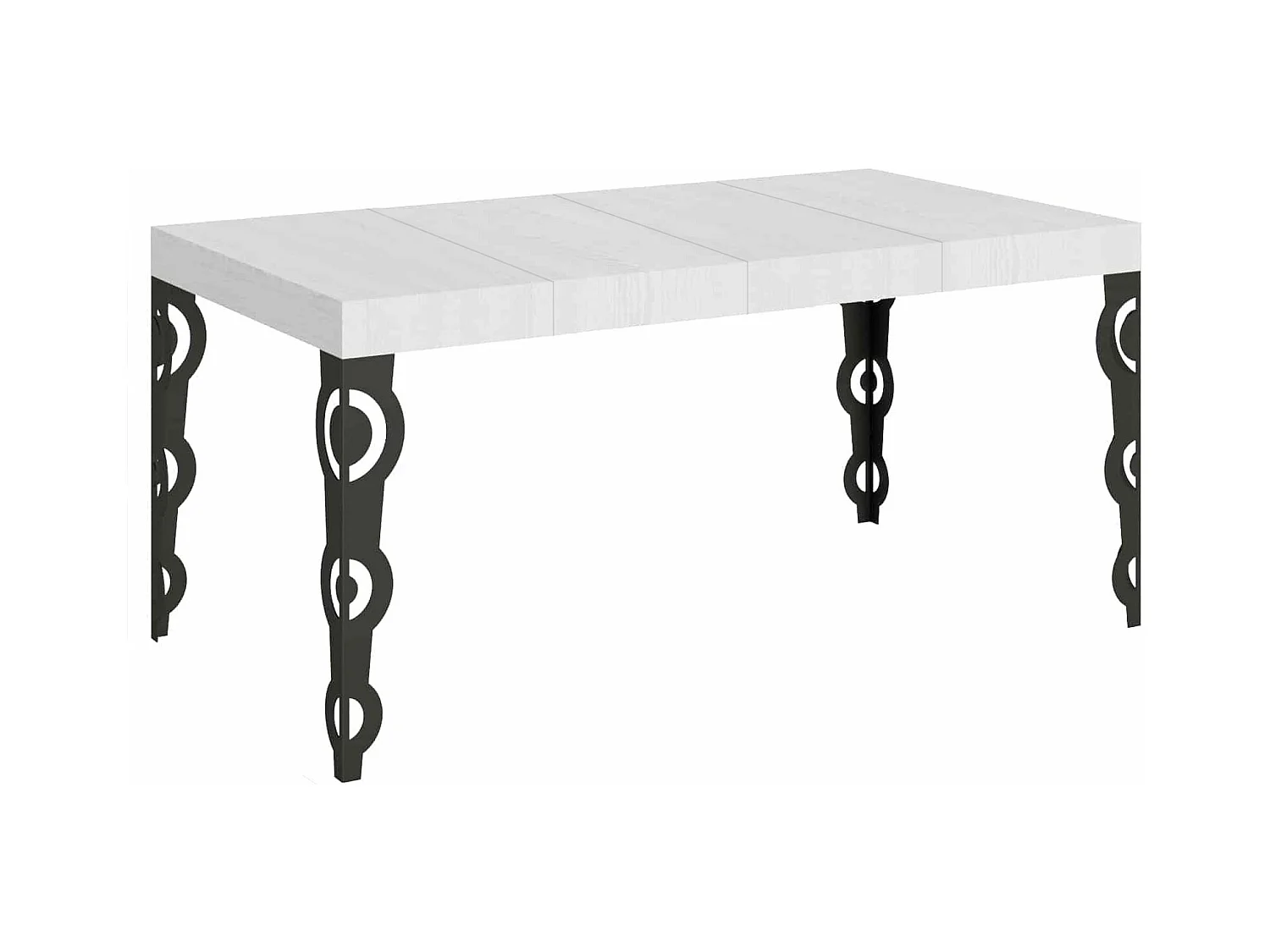Tavolo allungabile 90x130/390 cm Karamay Premium bianco frassino telaio Antracite
