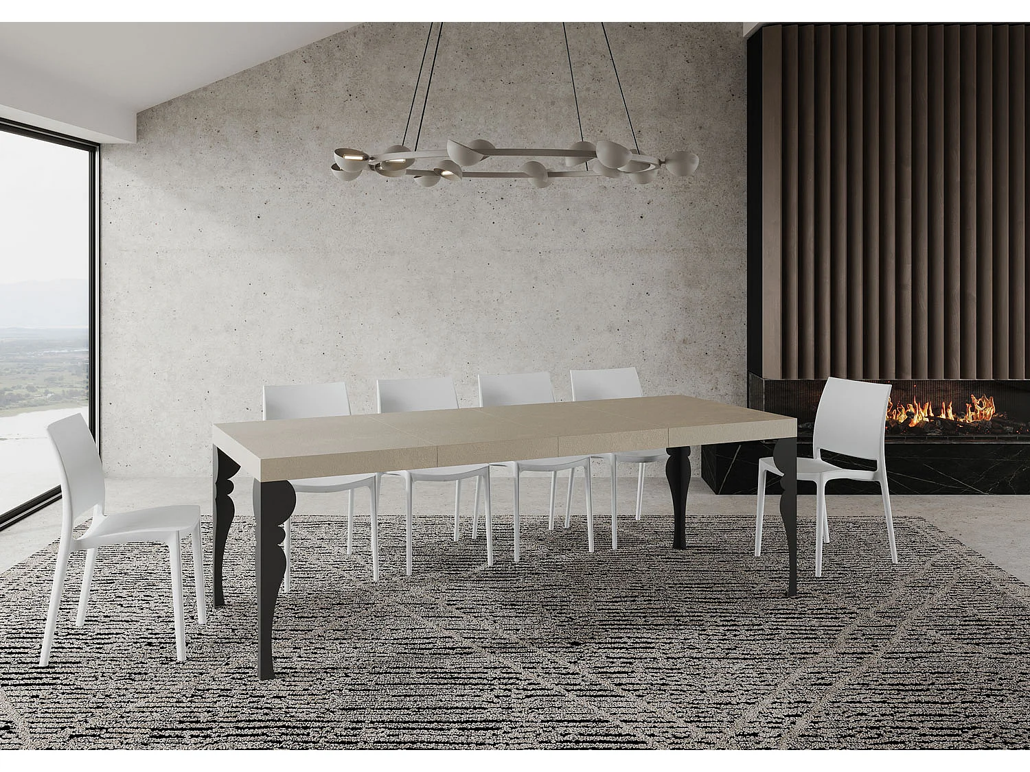 Paxon Premium Cashmere Extendable Table 140/400x90 cm with Anthracite Legs