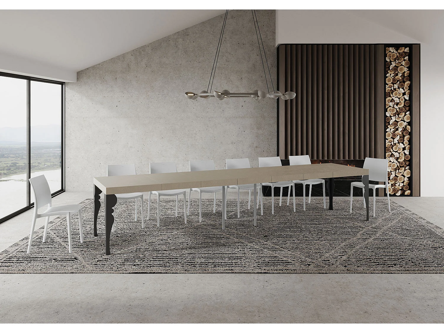 Paxon Premium Cashmere Extendable Table 140/400x90 cm with Anthracite Legs