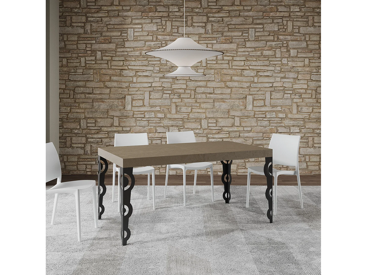 Karamay Premium 160/420x90 cm udtræksbord med duegrå og antracitgrå ben